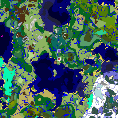 Predicted biome map of Java 1.20 seed -7392487031480999289 around estimated spawn