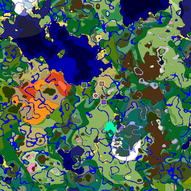 Predicted biome map of Java 1.20 seed -7781701233280319883 around estimated spawn