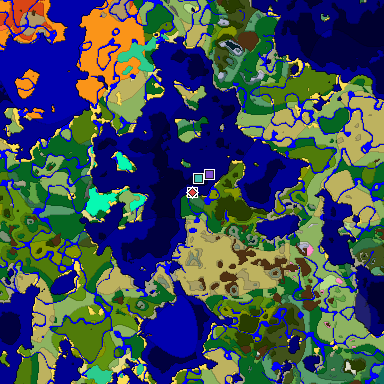 Predicted biome map of Java 1.20 seed 5737084202846550790 around estimated spawn