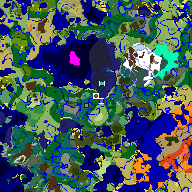 Predicted biome map of Java 1.20 seed -8467518209735956172 around estimated spawn