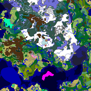 Predicted biome map of Java 1.20 seed 4014255080905706631 around estimated spawn