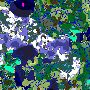 Predicted biome map of Java 1.20 seed 1943364758710590968 around estimated spawn