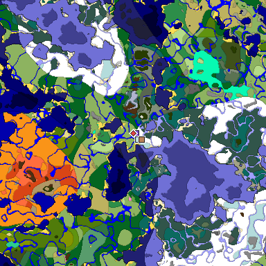 Predicted biome map of Java 1.20 seed -1566330580593725818 around estimated spawn