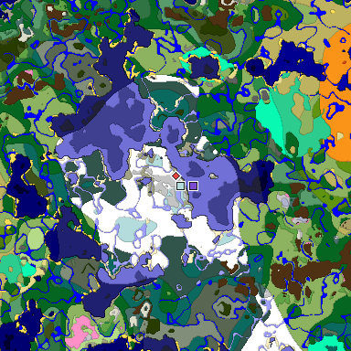 Predicted biome map of Java 1.20 seed -640063026837679028 around estimated spawn