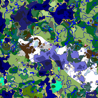 Predicted biome map of Java 1.20 seed -2019541461495605390 around estimated spawn