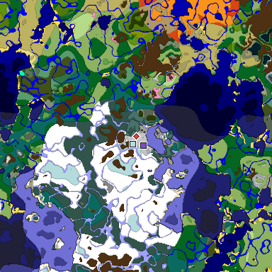 Predicted biome map of Java 1.20 seed 2739699739683310529 around estimated spawn