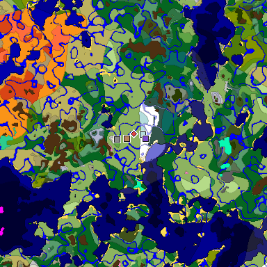 Predicted biome map of Java 1.20 seed -4621015844919129969 around estimated spawn
