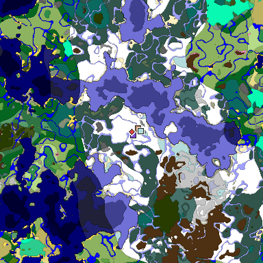 Predicted biome map of Java 1.20 seed 1791930933309426115 around estimated spawn