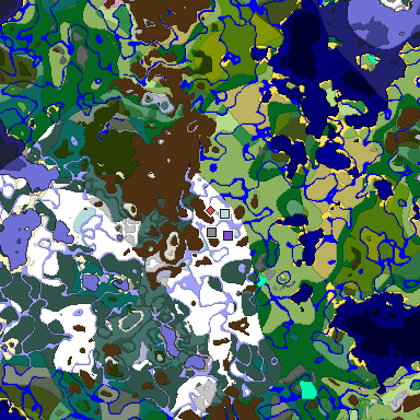 Predicted biome map of Java 1.20 seed -7030324087480060970 around estimated spawn