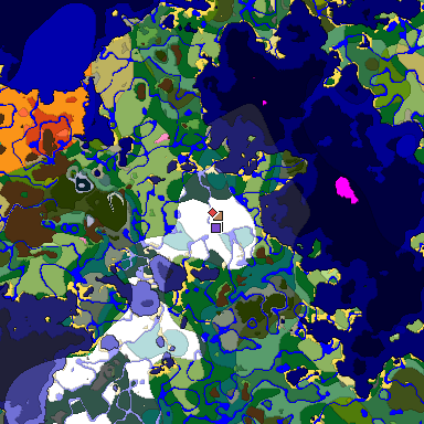 Predicted biome map of Java 1.20 seed 5576416360066003311 around estimated spawn