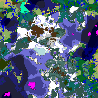 Predicted biome map of Java 1.20 seed -9015595297765906032 around estimated spawn