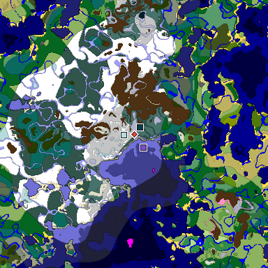 Predicted biome map of Java 1.20 seed -2264087161747873540 around estimated spawn