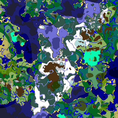 Predicted biome map of Java 1.20 seed 5258865712438821302 around estimated spawn