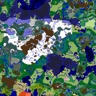 Predicted biome map of Java 1.20 seed 7324581589437820641 around estimated spawn