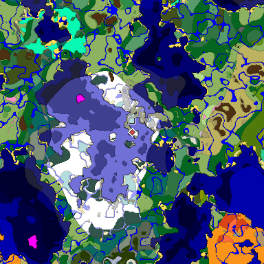 Predicted biome map of Java 1.20 seed 3231750957072813339 around estimated spawn