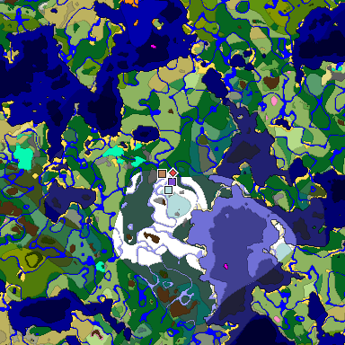 Predicted biome map of Java 1.20 seed 7774773883437427797 around estimated spawn
