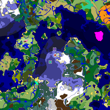 Predicted biome map of Java 1.20 seed 819687849652624453 around estimated spawn