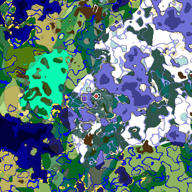 Predicted biome map of Java 1.20 seed -9119508254624281359 around estimated spawn