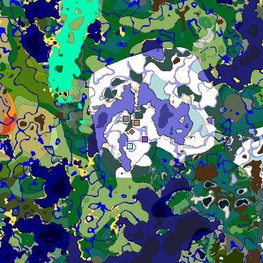 Predicted biome map of Java 1.20 seed 5848732318751529408 around estimated spawn