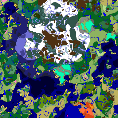 Predicted biome map of Java 1.20 seed 585287404009994895 around estimated spawn