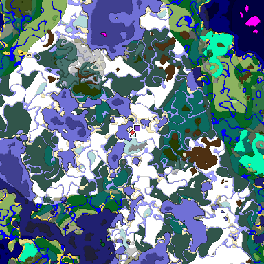 Predicted biome map of Java 1.20 seed 3815415599635450199 around estimated spawn