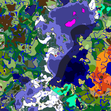 Predicted biome map of Java 1.20 seed 163877934751166212 around estimated spawn