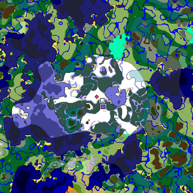 Predicted biome map of Java 1.20 seed -7967321007110940502 around estimated spawn