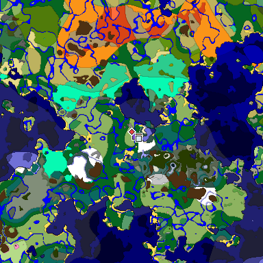 Predicted biome map of Java 1.20 seed -3912658835962998807 around estimated spawn