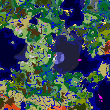 Predicted biome map of Java 1.20 seed 8264329182749993793 around estimated spawn