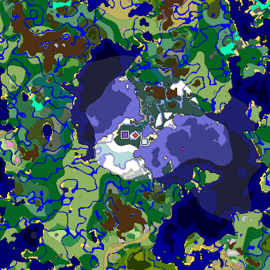 Predicted biome map of Java 1.20 seed -6198657801145307033 around estimated spawn