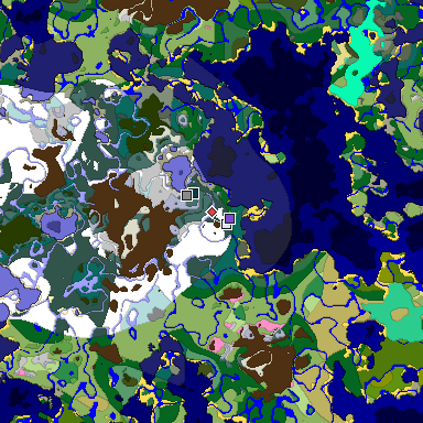 Predicted biome map of Java 1.20 seed 7100720322182957609 around estimated spawn