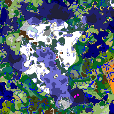 Predicted biome map of Java 1.20 seed -6935140605970305604 around estimated spawn