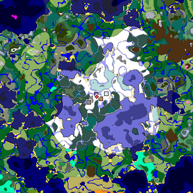 Predicted biome map of Java 1.20 seed -8844935034944158195 around estimated spawn