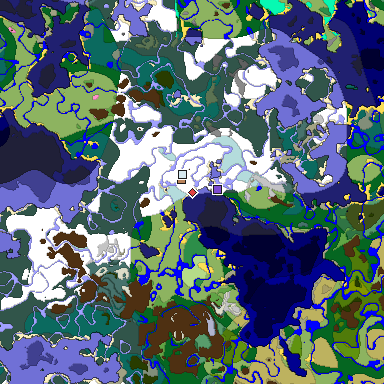 Predicted biome map of Java 1.20 seed 898143674124119115 around estimated spawn