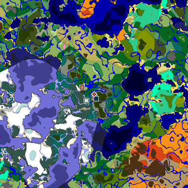 Predicted biome map of Java 1.20 seed -2477480555400003846 around estimated spawn