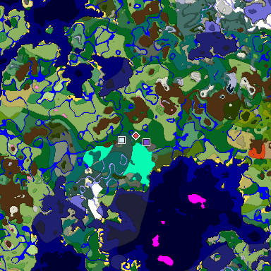 Predicted biome map of Java 1.20 seed 7659399472904548650 around estimated spawn