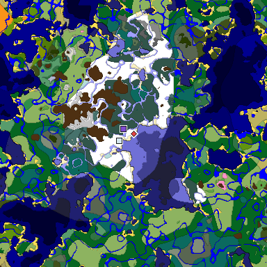 Predicted biome map of Java 1.20 seed -1444913453442237840 around estimated spawn