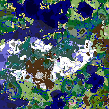 Predicted biome map of Java 1.20 seed -2054184558714285011 around estimated spawn