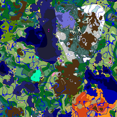 Predicted biome map of Java 1.20 seed -8075611329193658042 around estimated spawn