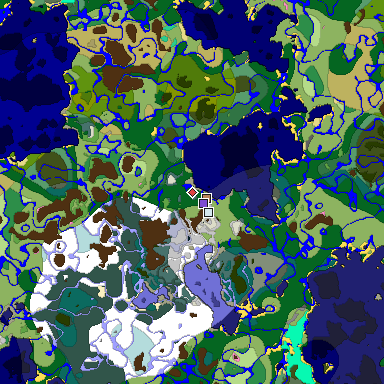 Predicted biome map of Java 1.20 seed -3438152055523629698 around estimated spawn