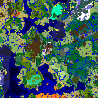 Predicted biome map of Java 1.20 seed -246157686018354123 around estimated spawn