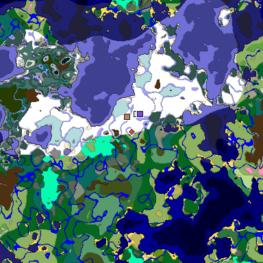 Predicted biome map of Java 1.20 seed -292528709184644777 around estimated spawn