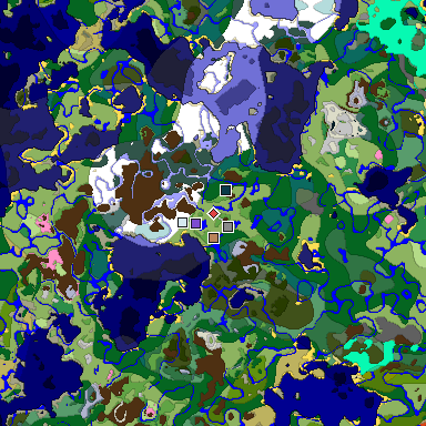 Predicted biome map of Java 1.20 seed -7520952678204721909 around estimated spawn