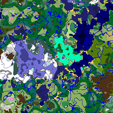 Predicted biome map of Java 1.20 seed -5655247685518733034 around estimated spawn