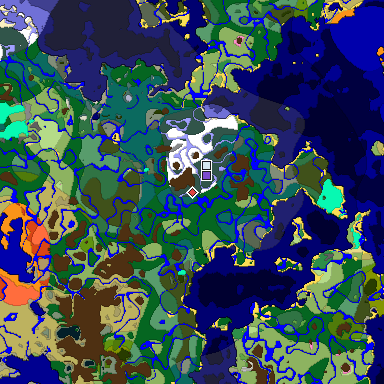 Predicted biome map of Java 1.20 seed -2122764594374241282 around estimated spawn