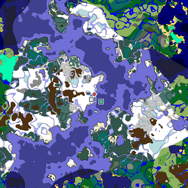 Predicted biome map of Java 1.20 seed -7526156208845692612 around estimated spawn