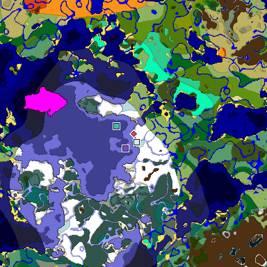 Predicted biome map of Java 1.20 seed -6991383240087496241 around estimated spawn