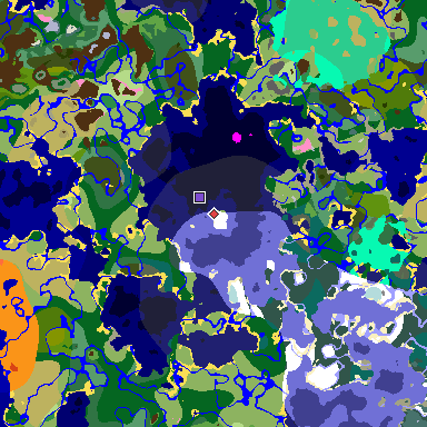 Map of Minecraft seed -6405405554351899274 around spawn