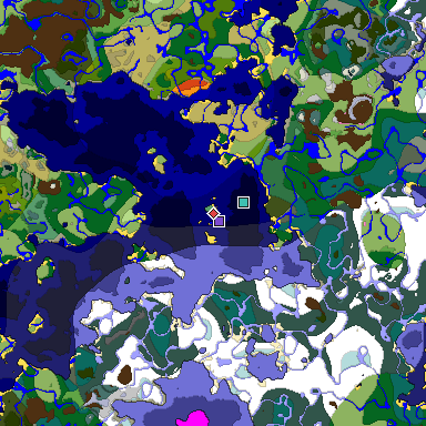 Predicted biome map of Java 1.20 seed -6990738764266475689 around estimated spawn