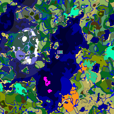 Predicted biome map of Java 1.20 seed -5935946404355270079 around estimated spawn